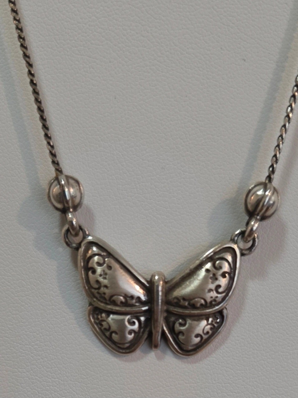 Brighton Silver Butterfly Necklace with Filigree Accents
